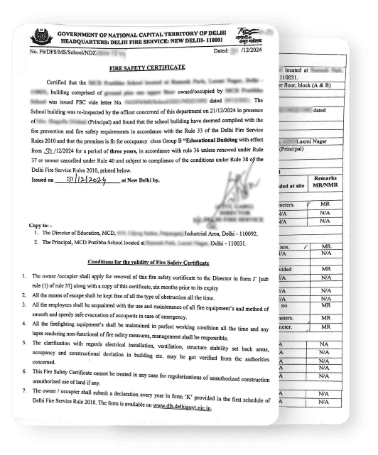 Fire Safety Certificate Sample